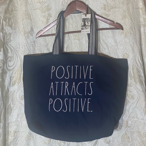 Rae Dunn "POSITIVE ATTRACTS POSITIVE" Tote Bag - Picture 1 of 3